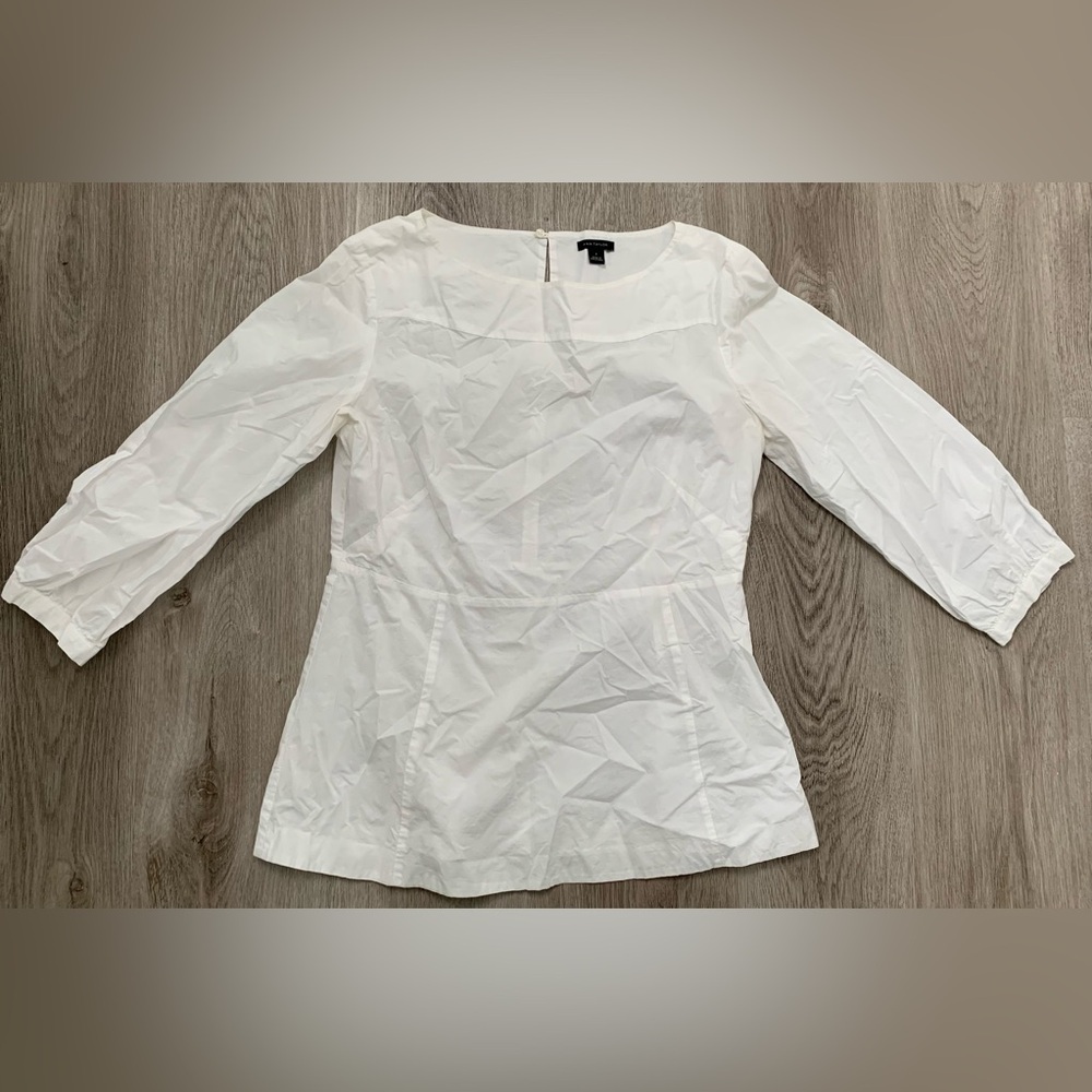 💖 Ann Taylor White Fitted 3/4 Sleeve Blouse